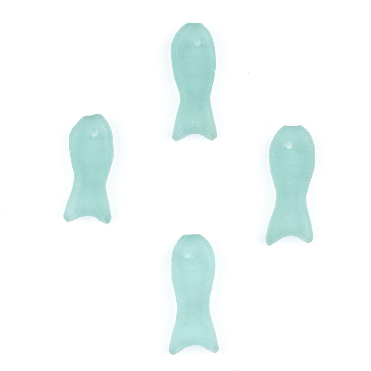 The Bead Chest Fish Sea Glass Pendants, Frosted Matte Eco-Friendly Translucent Recycled Glass Charms for Jewelry & Necklace Making